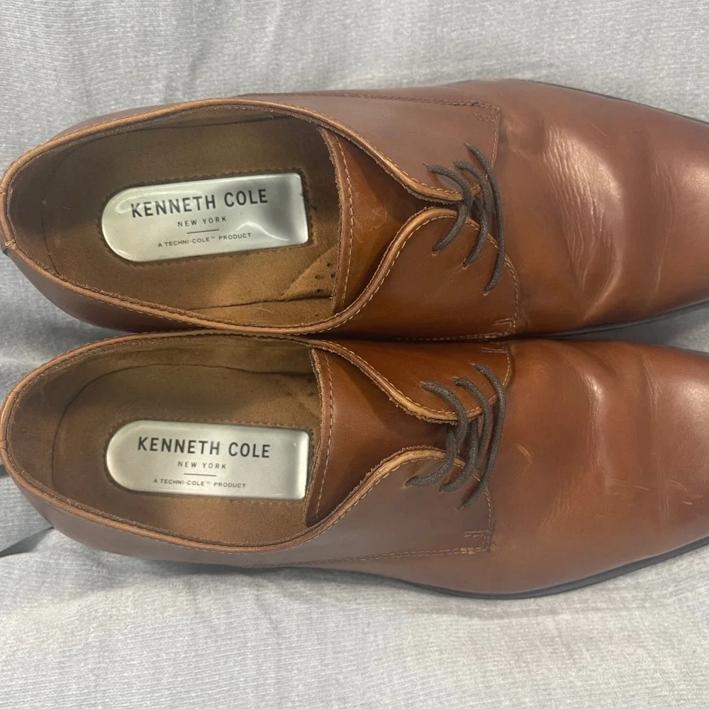 Kenneth‎ Cole Tully Derby Mens 10M Brown Leather Dress Shoes Techni-Cole